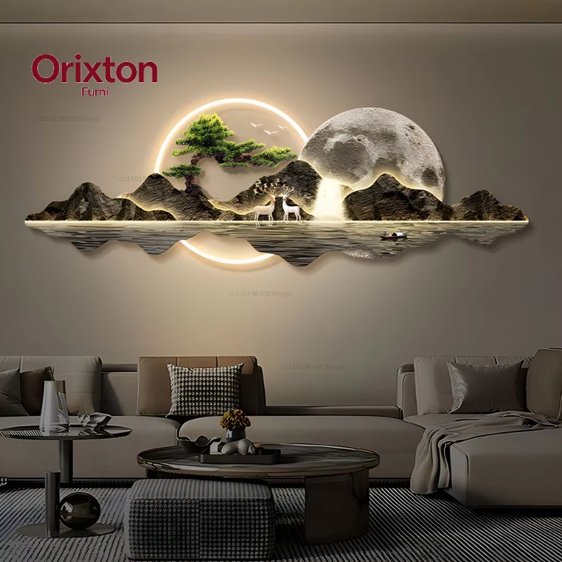 Home Decor Lighting Wholesale - 卸売 家庭用 LED照明付きウォールアート キャンバス ウォールアート 3D