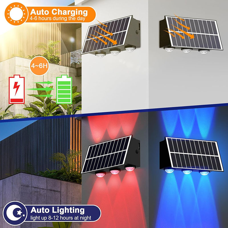 Garage Lighting Decor - 屋外ソーラーフェンスライト ソーラーウォールウォッシャーライト 上下照明 防水壁掛けランプ 庭 ガレージ