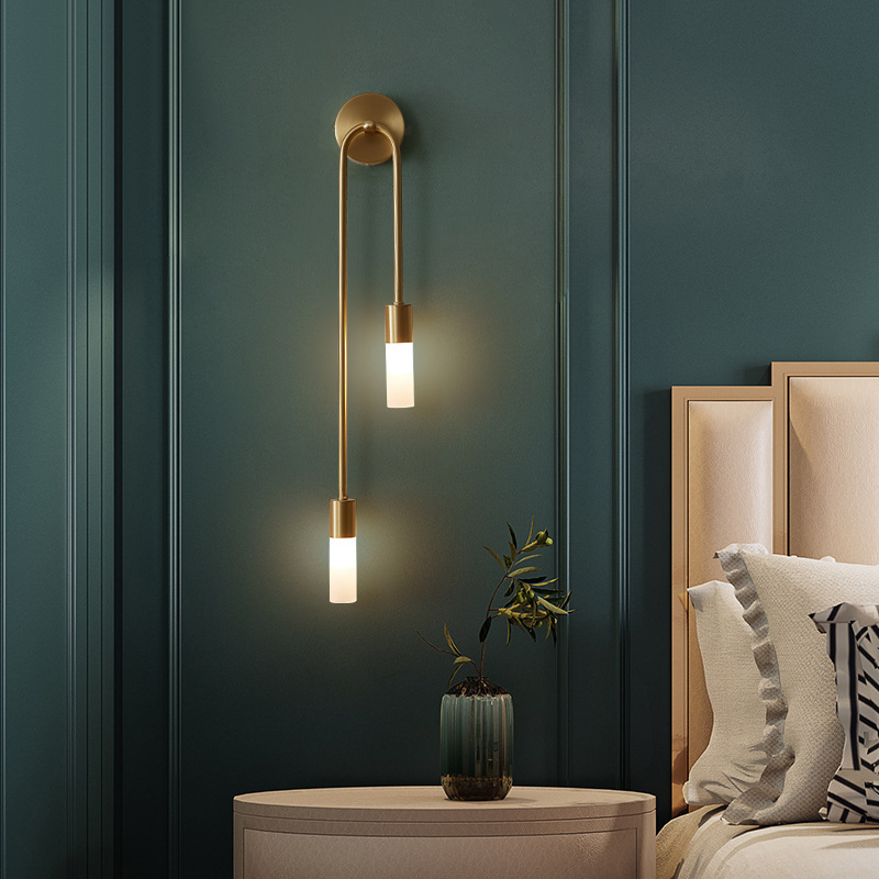 Lighting Decoration On Wall - レトロ背景リビングルーム通路寝室ランプベッドサイド北欧クリエイティブLED装飾壁照明モダンミニマリストウォールランプ