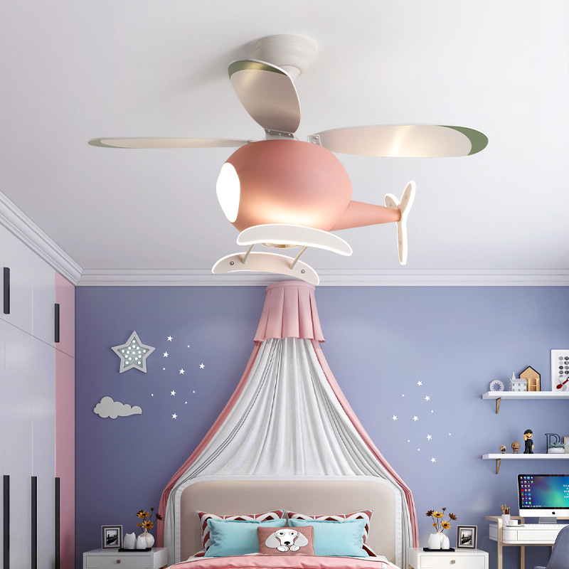 Lighting Decorative - 現代のクリエイティブ漫画飛行機ファンライトシンプルな装飾 LED シーリングランプ子供部屋用 Beroom LED ファンライト