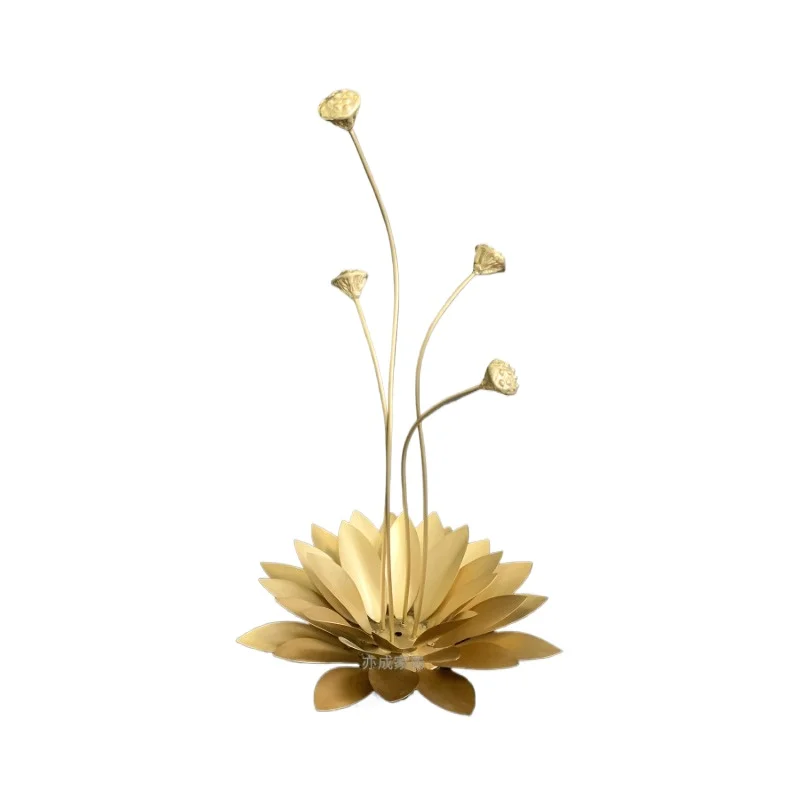 Home Decor Lighting Wholesale - モダンでクリエイティブなライトラグジュアリー蓮の花の全銅製オーナメント、リビングルーム、書斎、テレビキャビネットなどの家の装飾品、卸売販売