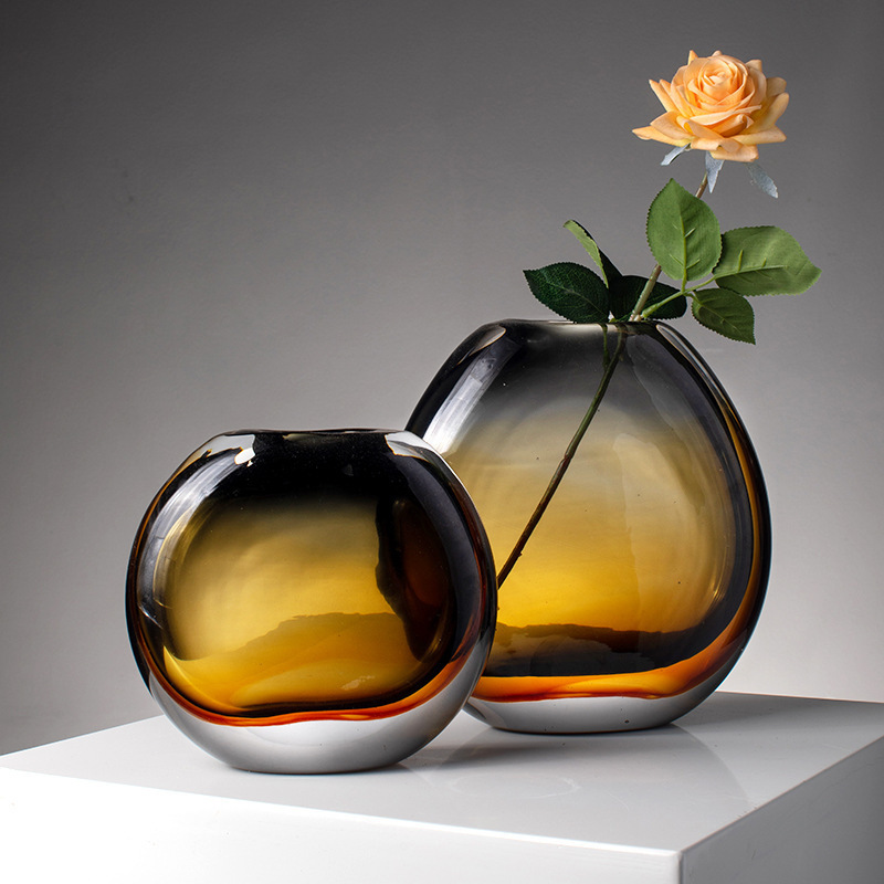 ライトラグジュアリーな半透明ブラウンガラスの花瓶飾り、シンプ - Home Decor Lighting Wholesale のレビューと価格