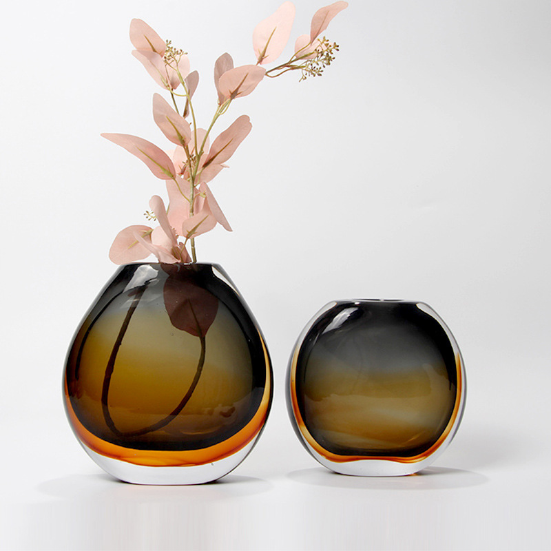 ライトラグジュアリーな半透明ブラウンガラスの花瓶飾り、シンプ - Home Decor Lighting Wholesale のレビューと価格