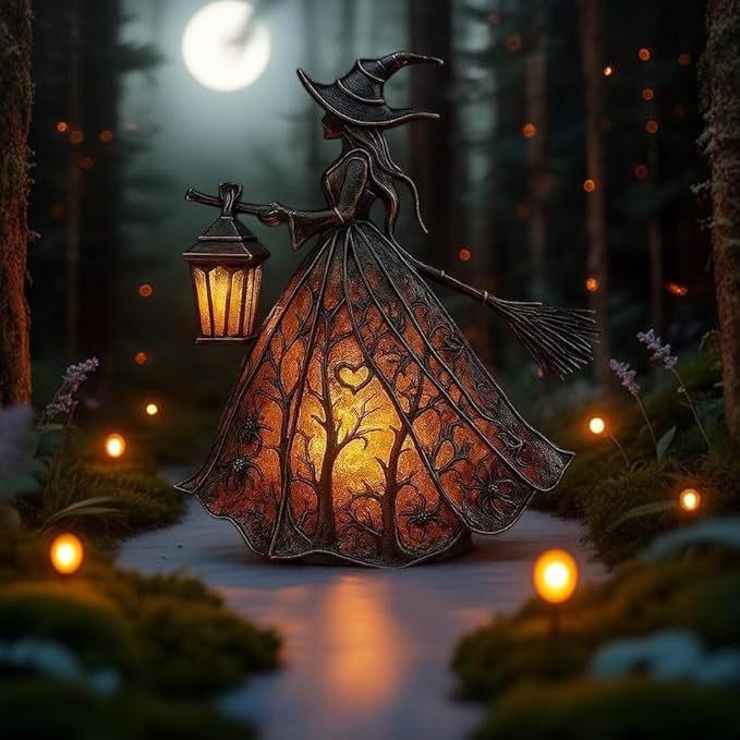 魔女の樹脂製卓上ナイトライト、USB電源式、ハロウィン装飾、 - Lighting Decorative のレビューと価格