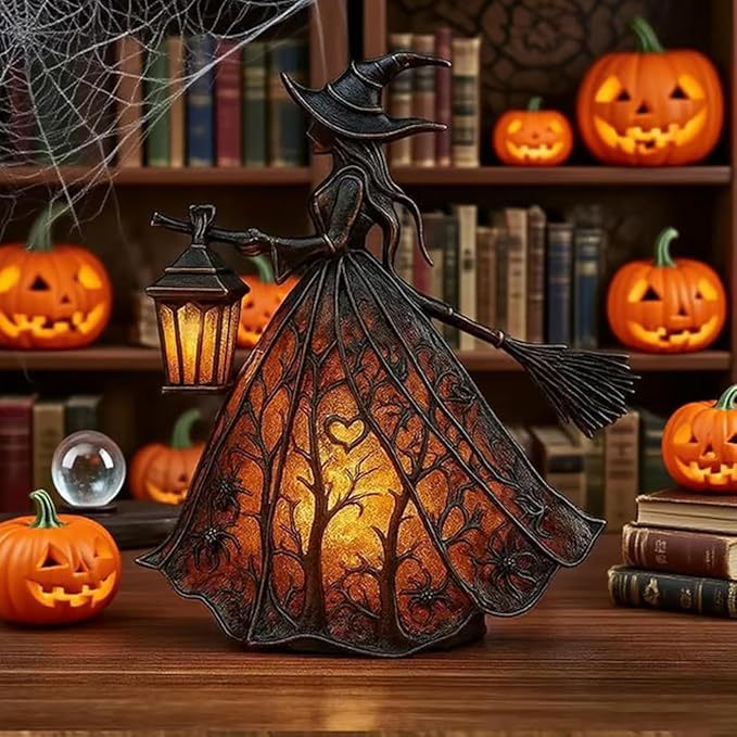 魔女の樹脂製卓上ナイトライト、USB電源式、ハロウィン装飾、 - Lighting Decorative のレビューと価格