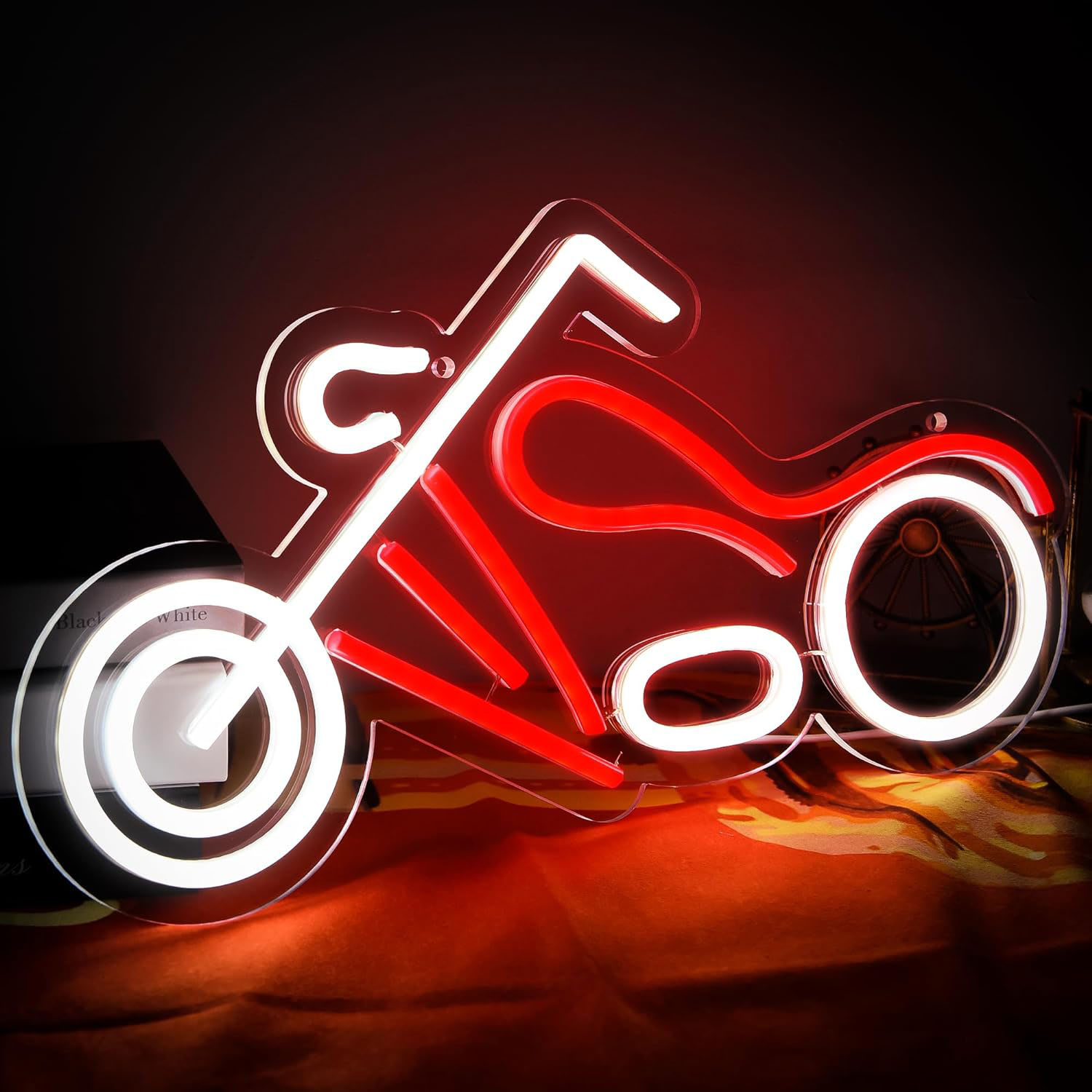 レトロチョッパーバイクネオンサイン調光可能LEDネオンライト - Garage Lighting Decor のレビューと価格