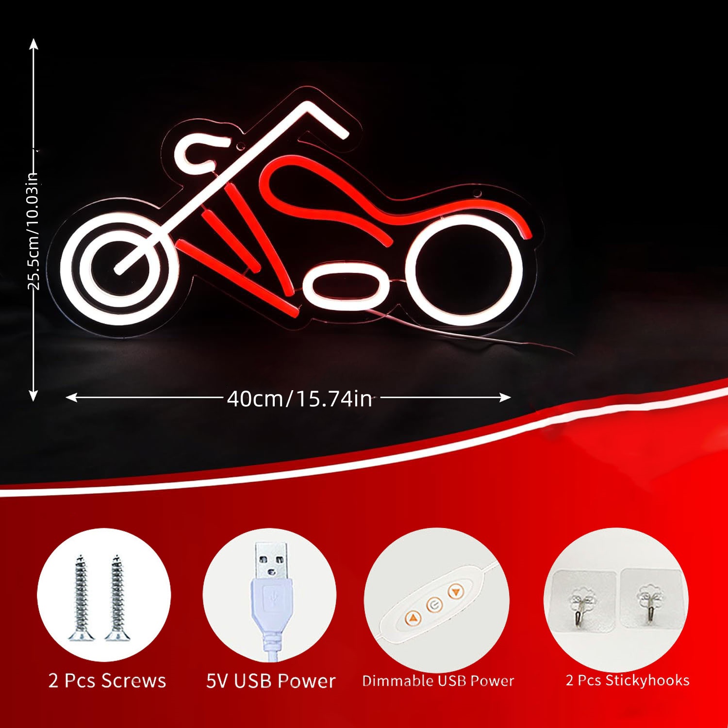 レトロチョッパーバイクネオンサイン調光可能LEDネオンライト - Garage Lighting Decor のレビューと価格