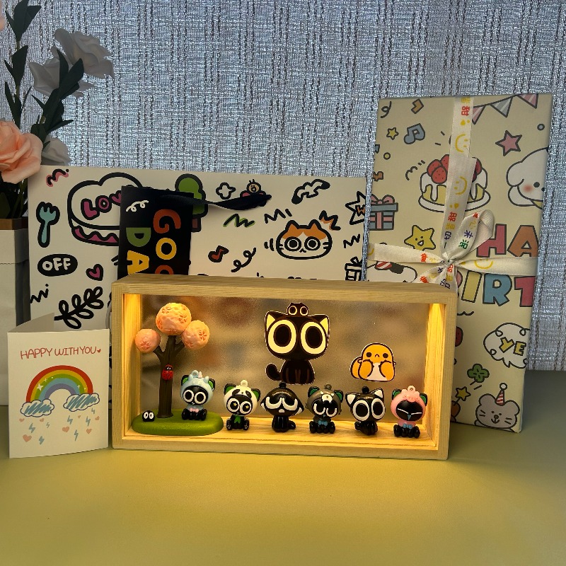羅小海フィギュアLEDライトフレーム、かわいい猫アニメシーン - Lighting Decor Items のレビューと価格