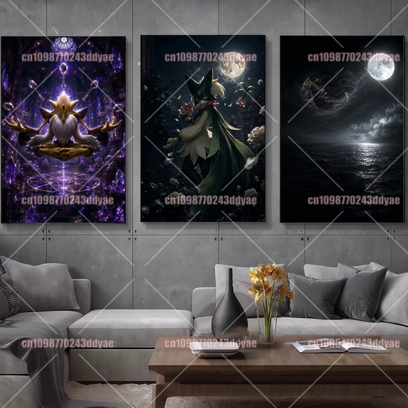 アニメポケモンキャラクターキャンバス絵画ポスター 8K 映画 - Lighting Decor Items のレビューと価格