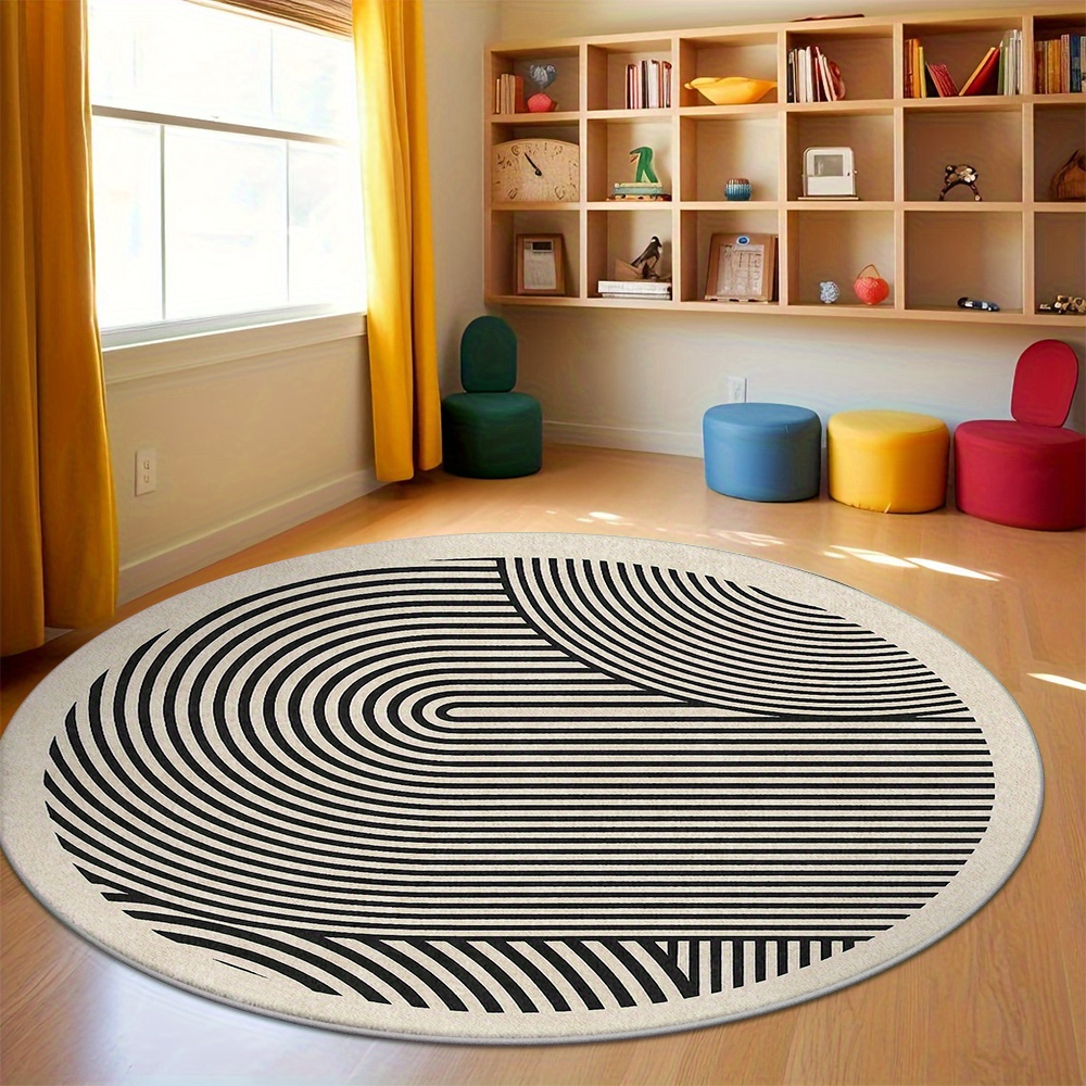 モダンなライトクリーム色の曲線状円形エリアラグ、シンプルでニ - Home Decor Lighting Wholesale のレビューと価格
