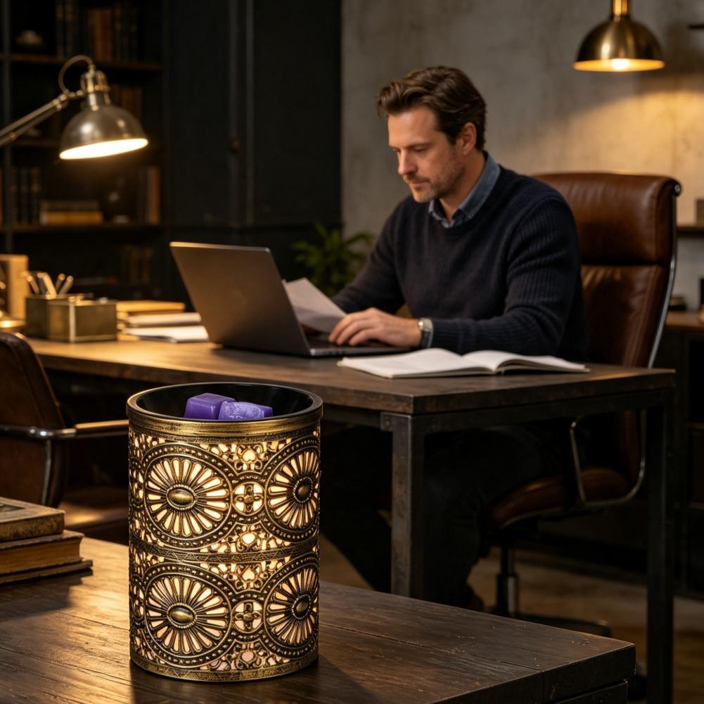 新しい香りのナイトライト、金色の幾何学模様の鉄製キャンドルス - Lighting Decorative のレビューと価格