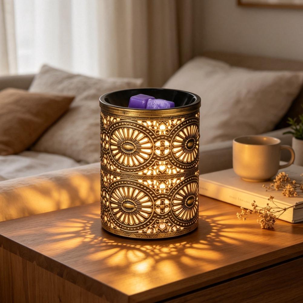 新しい香りのナイトライト、金色の幾何学模様の鉄製キャンドルス - Lighting Decorative のレビューと価格