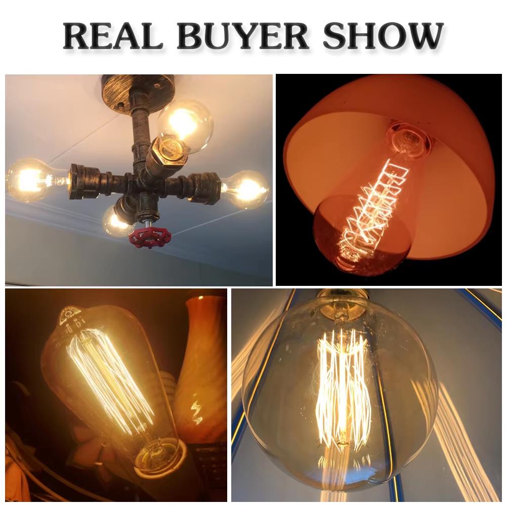 レトロエジソン電球 E27 40W 220V A60 ST6 - Lighting Decor Items のレビューと価格